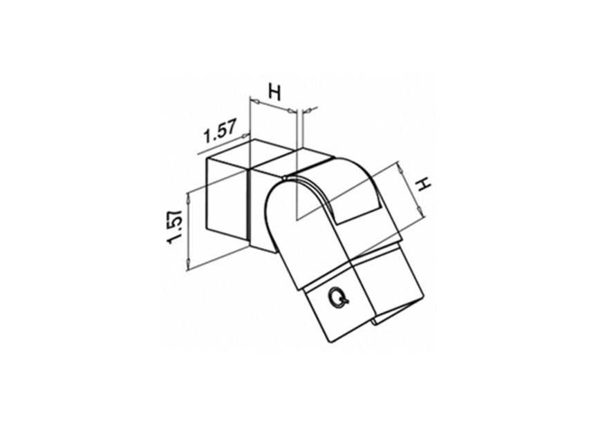 Hoekverbinder, variabel, (25°-55°), omlaag