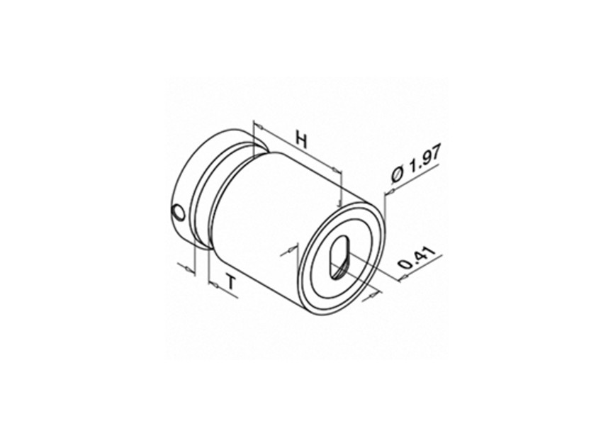 Glasadapter, verstelbaar, Ø50 mm, vlak